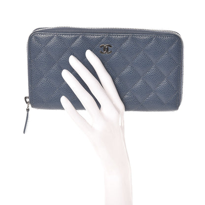 Chanel Caviar Quilted Large Gusset Zip Around Wallet Blue 2 of 8
