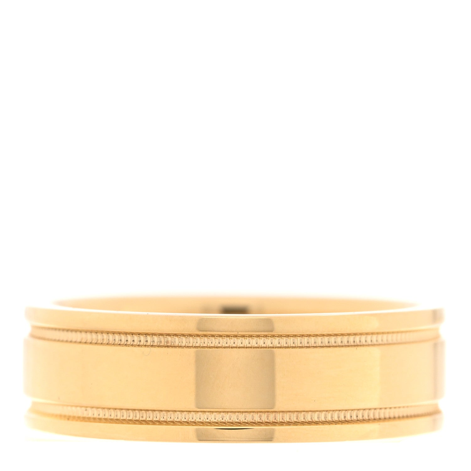 Tiffany 18K Yellow Gold 6mm Double Milgrain Wedding Band Ring 54 7 3 of 4