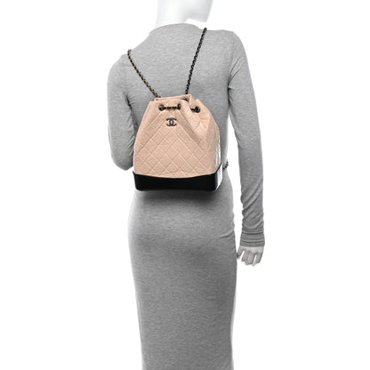 Chanel Aged Calfskin Quilted Gabrielle Backpack Beige Black 2 of 10