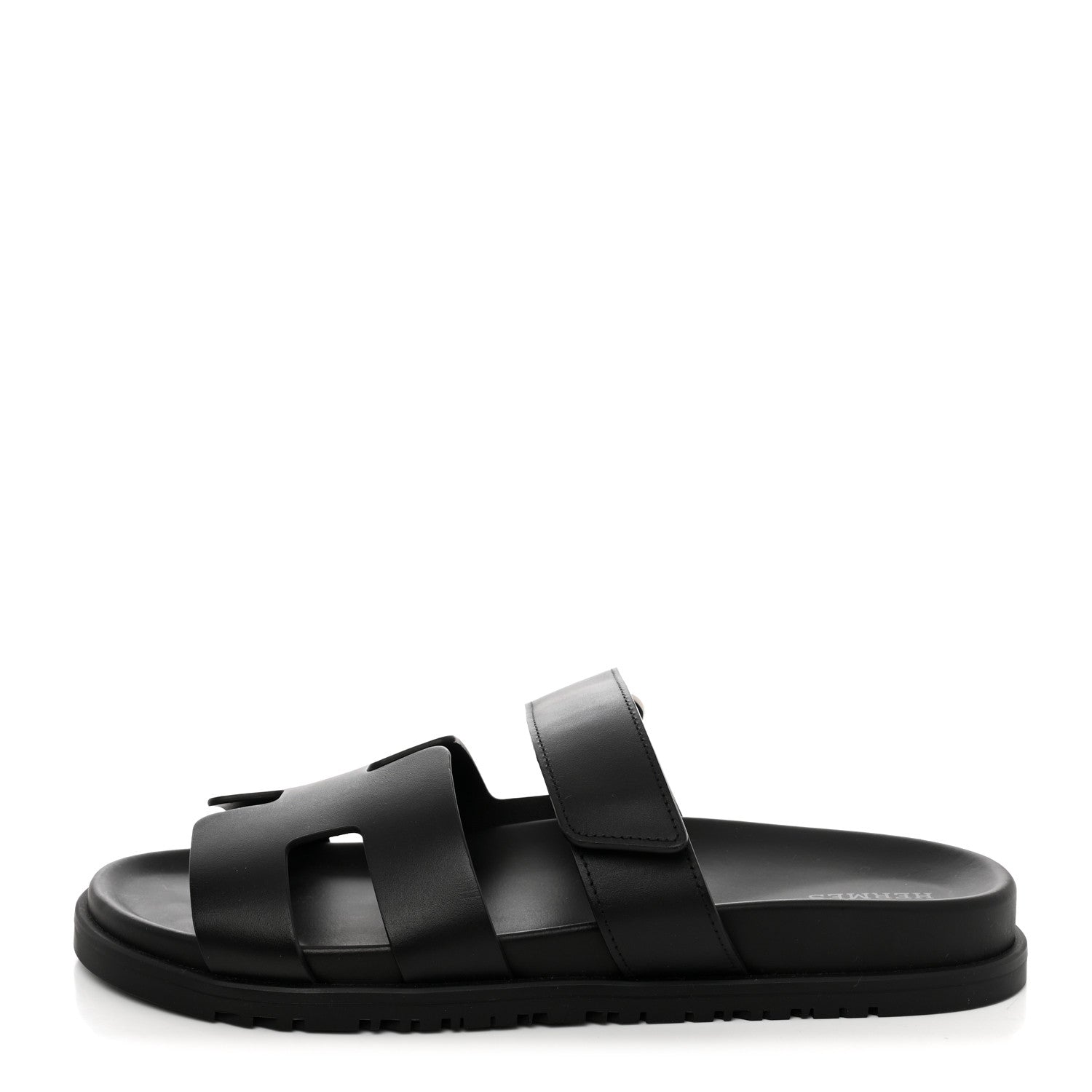 Hermes Calfskin Womens Chypre Sandals 40.5 Black 1 of 9