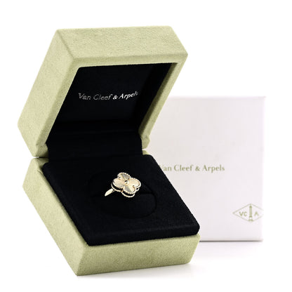 Van Cleef & Arpels 18K Yellow Gold Guilloche Vintage Alhambra Ring 53 6.5 5 of 5
