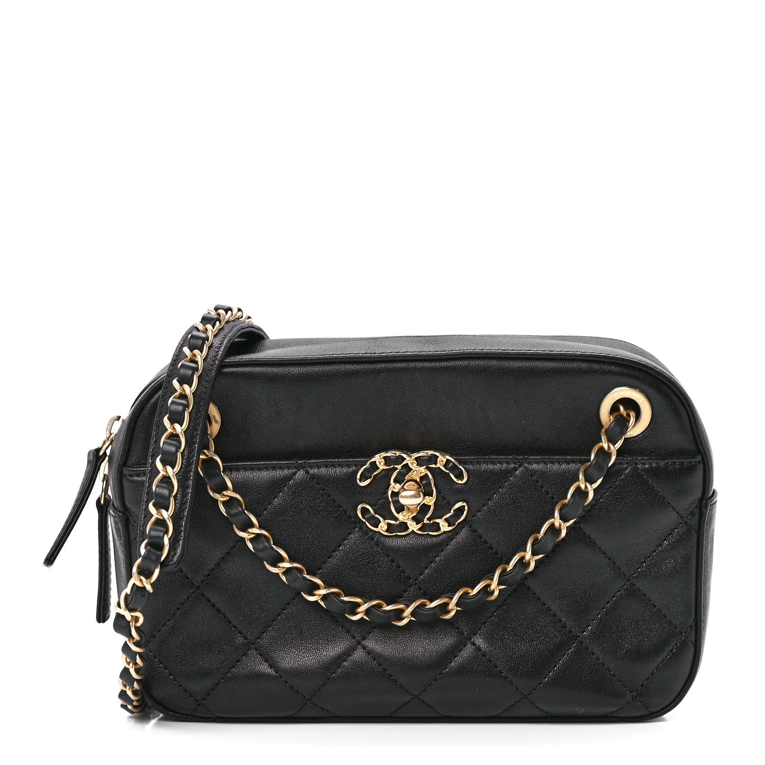 Chanel Goatskin Quilted Chanel 19 Camera Case Black 1 of 11