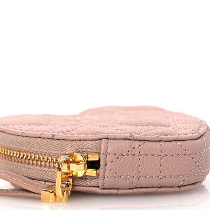 Christian Dior Calfskin Cannage Dioramour Caro Heart Pouch With Chain Rose Des Vents 9 of 12