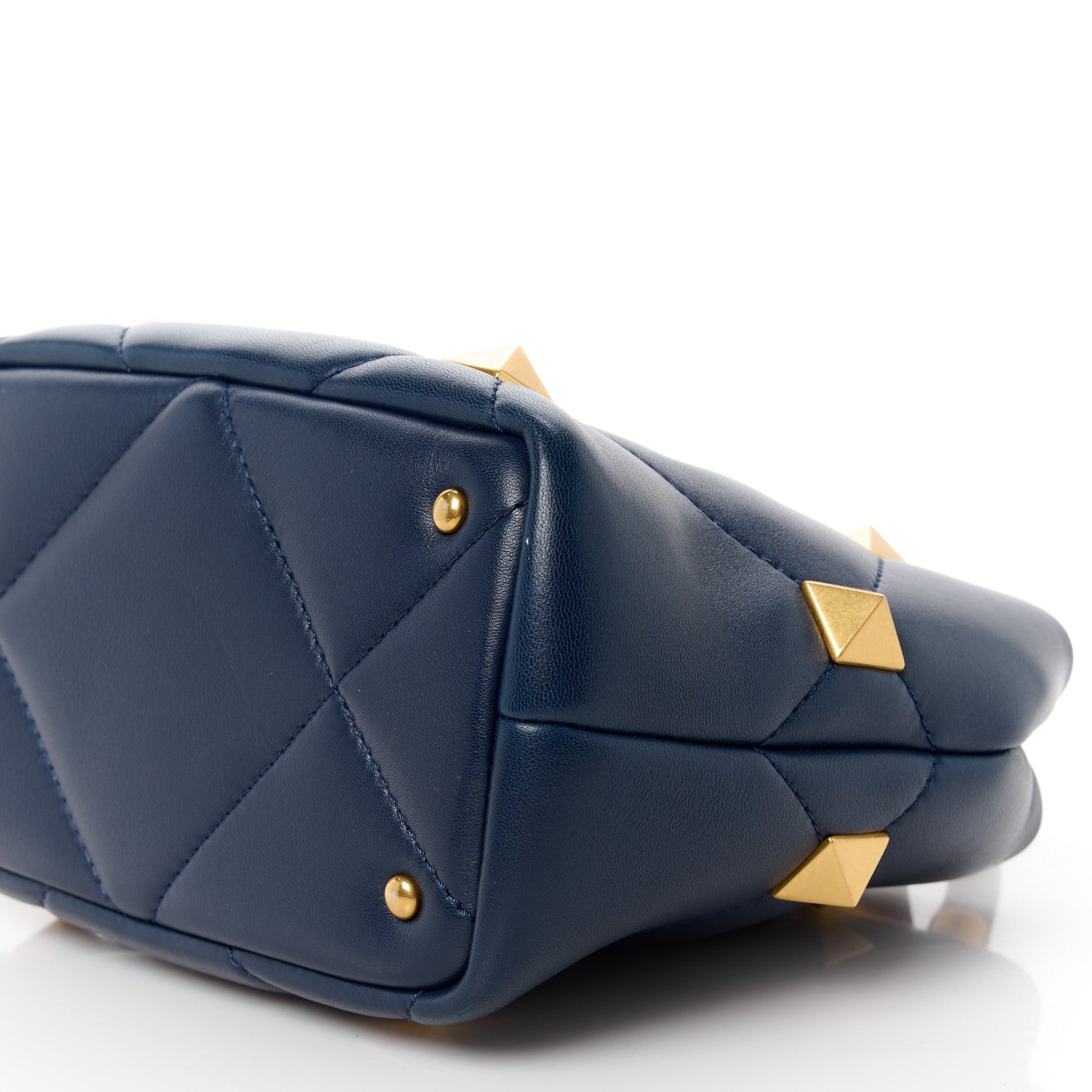 Valentino Garavani VALENTINO GARAVANI Nappa Small Roman Stud The Handle Bag Navy 11 of 11
