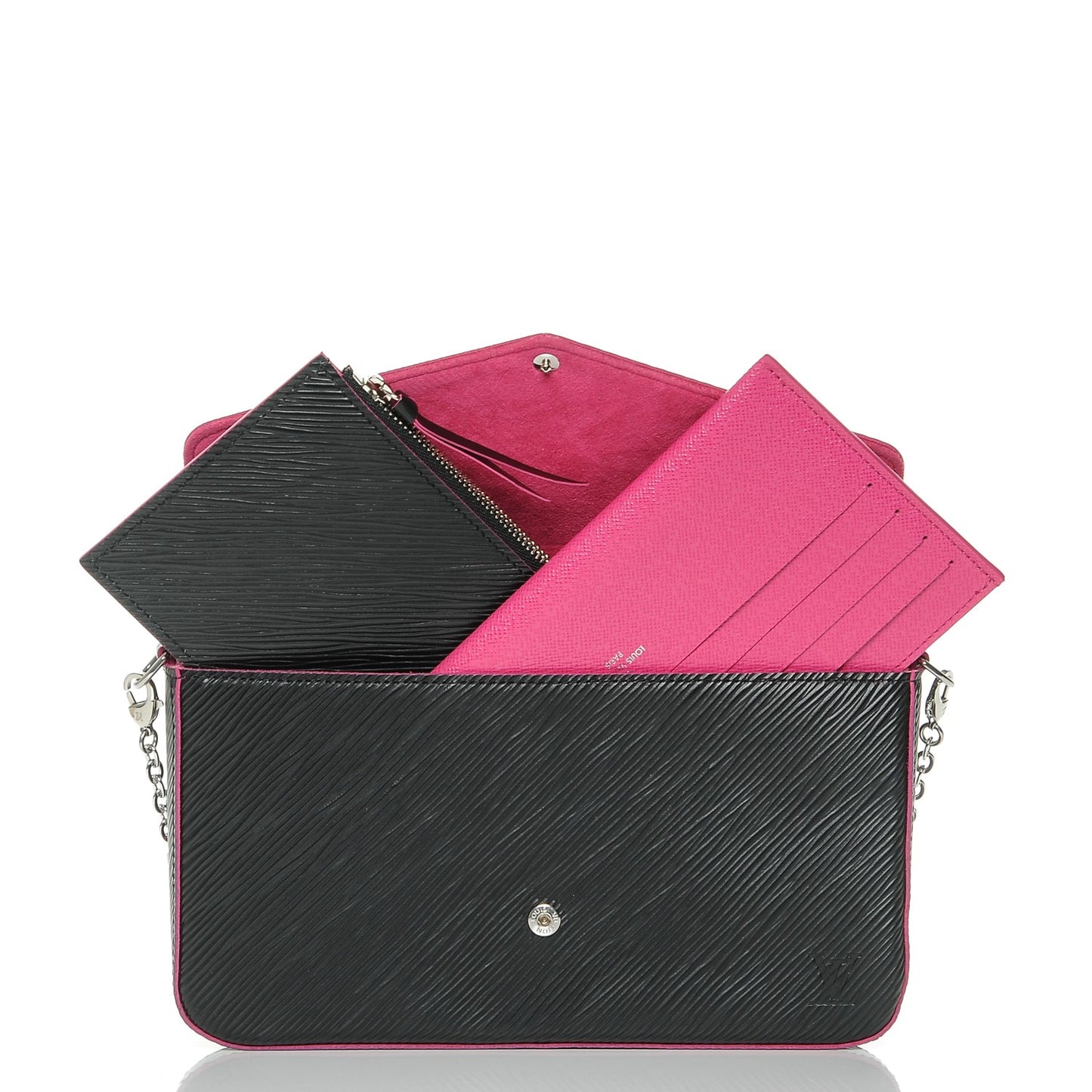 Epi Pochette Felicie Black Hot Pink