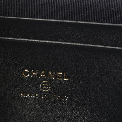 Chanel Denim Quilted Top Handle Slim Vanity Case With Chain Dark Blue Orange 6 of 11