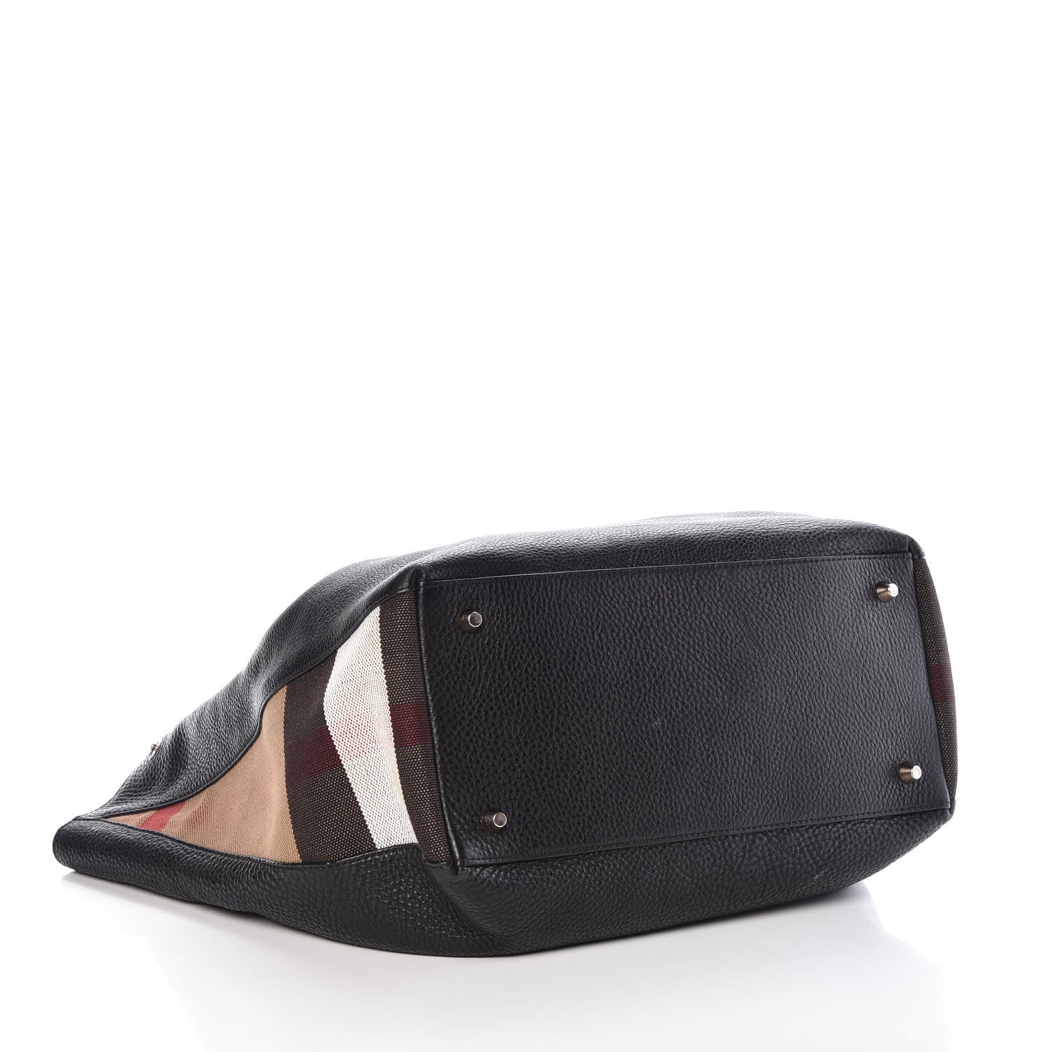 Burberry Grainy Calfskin House Check Medium Maidstone Black 4 of 8