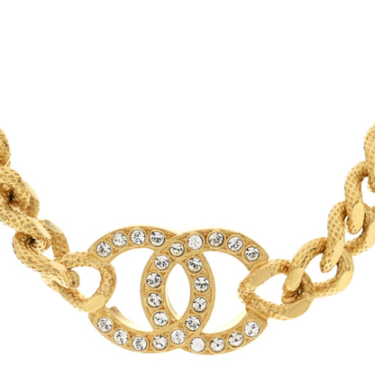 Chanel Crystal Chain Link CC Choker Necklace Gold 4 of 7
