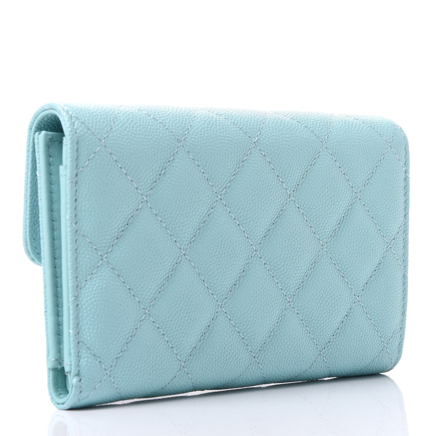 Caviar Quilted Medium Flap Wallet Light Blue