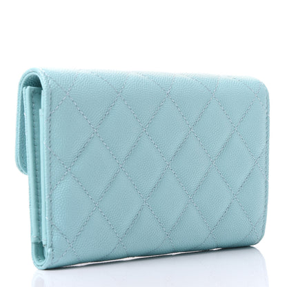 Chanel Caviar Quilted Medium Flap Wallet Light Blue 2 of 10