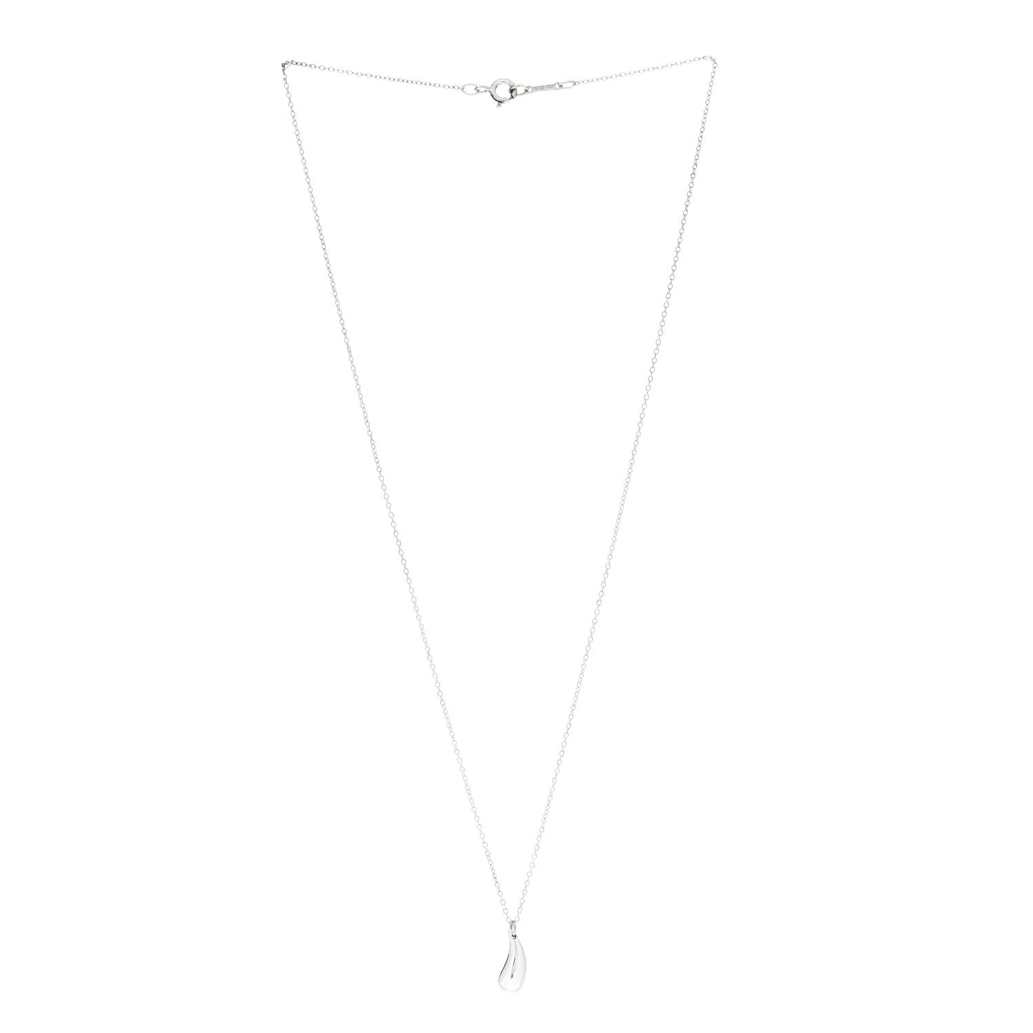 Tiffany Sterling Silver 12mm Elsa Peretti Tear Drop Pendant Necklace 3 of 5