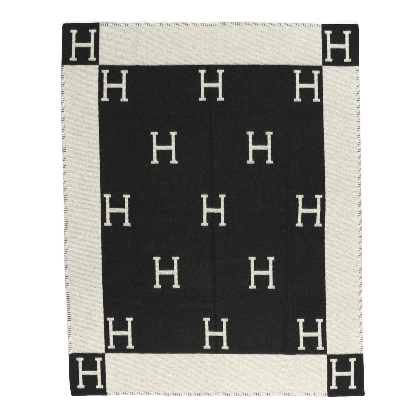 Wool Cashmere Avalon Blanket Ecru Gris Fonce