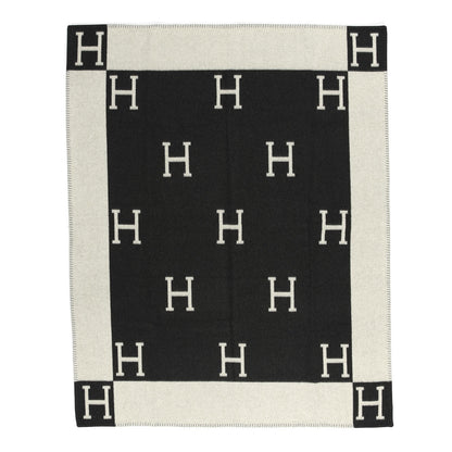 Hermes Wool Cashmere Avalon Blanket Ecru Gris Fonce 1 of 2