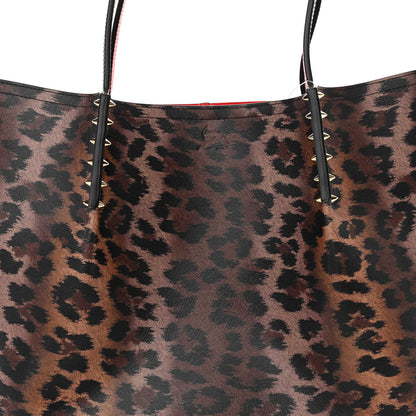 Christian Louboutin Calfskin Empire Leopard Print Spiked Large Cabarock Shopper Tote Brown 7 of 9