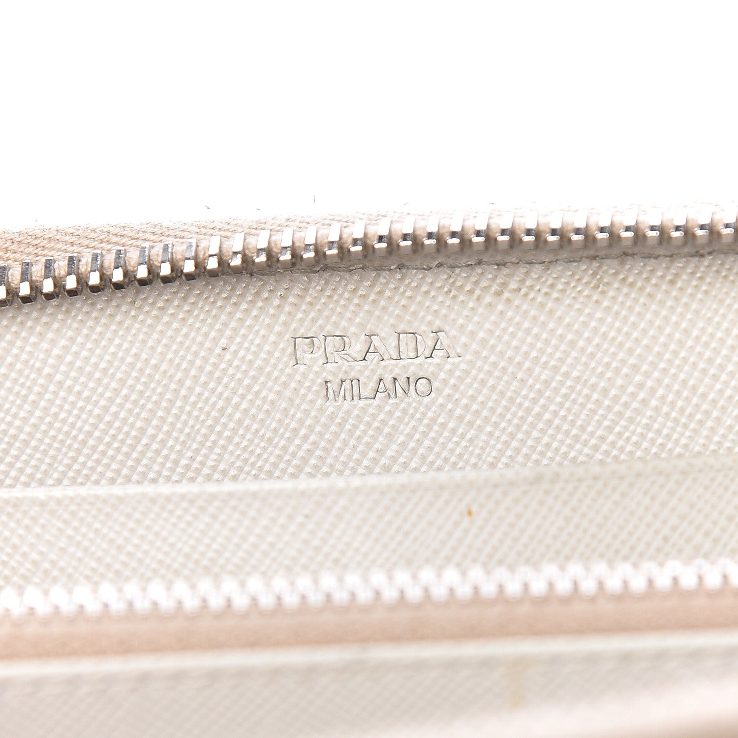 Prada Saffiano Vernice Crystal Studded Zip Around Wallet White 12 of 13