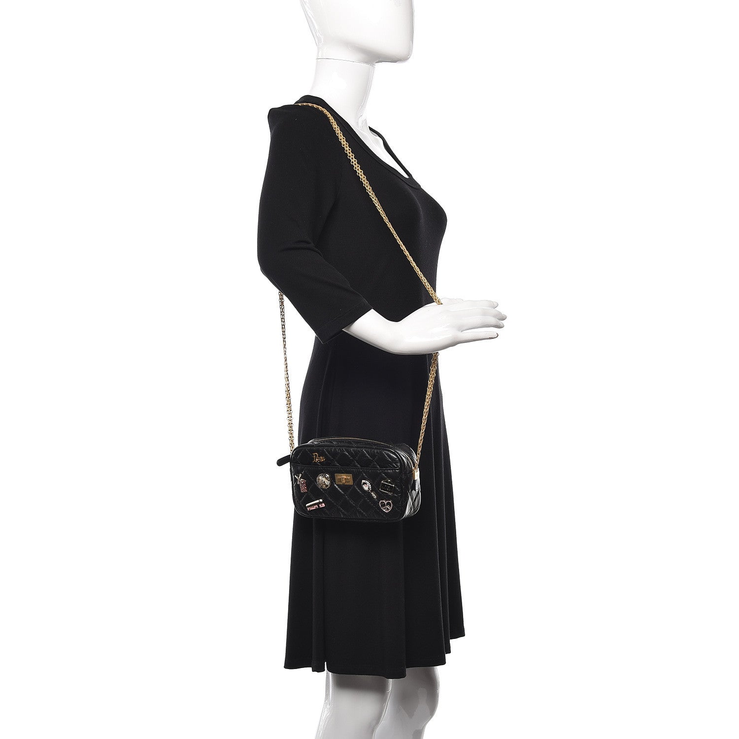 Chanel Aged Calfskin Quilted Mini Lucky Charm Reissue Camera Case Black 2 of 11