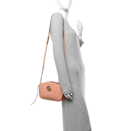 Gucci Calfskin Vertical Ring Matelasse Small GG Marmont Chain Shoulder Bag Peachy Chic 2 of 12