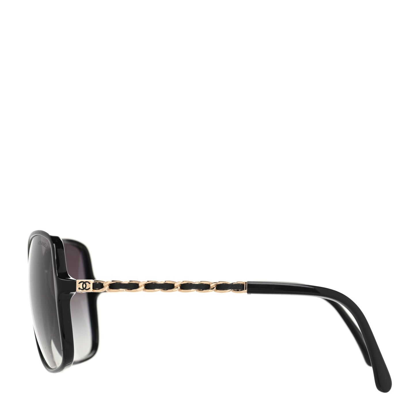 Lambskin Square Chain Sunglasses 5210-Q Black