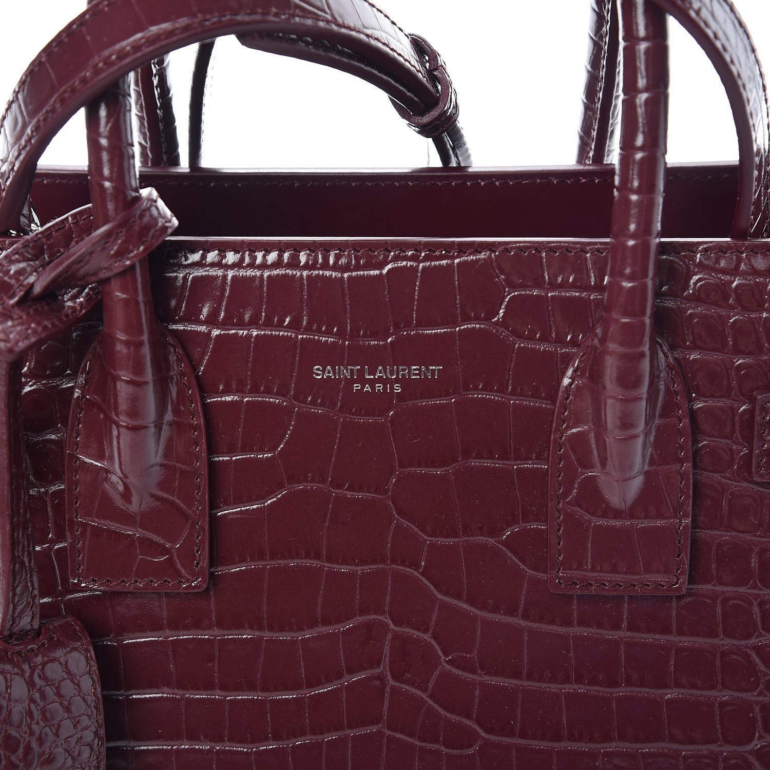 Saint Laurent Calfskin Crocodile Embossed Baby Sac De Jour Rouge 6 of 11