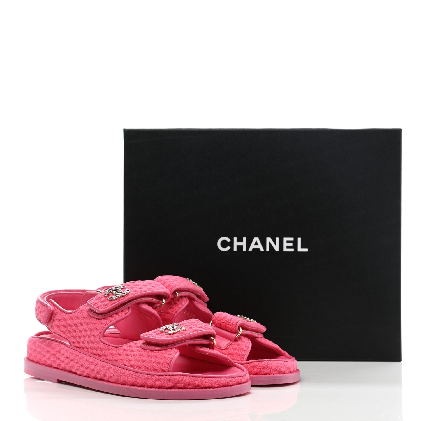 Knit Fabric Velcro Dad Sandals 37 Pink