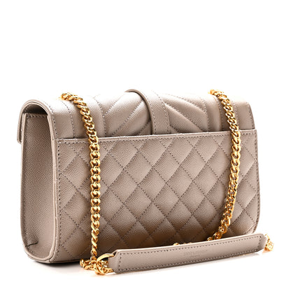 Saint Laurent Grain De Poudre Textured Mixed Matelasse Triquilt Small Monogram Satchel Greyish Brown Greyish Brown 3 of 10