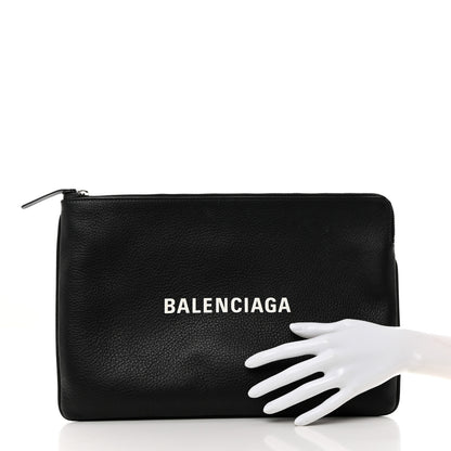 Balenciaga Calfskin Logo Medium Everyday Pouch Black 2 of 9