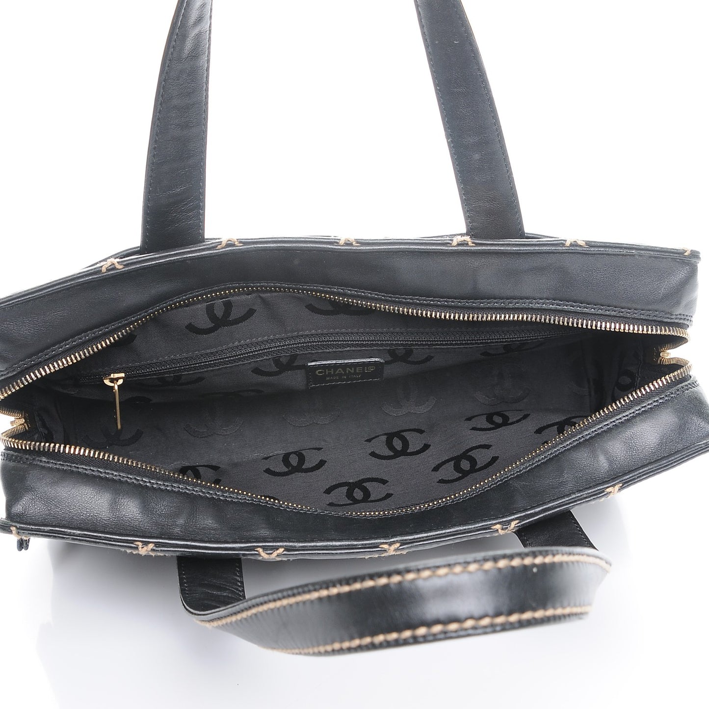 Calfskin Contrast Stitch Surpique Bowler Black