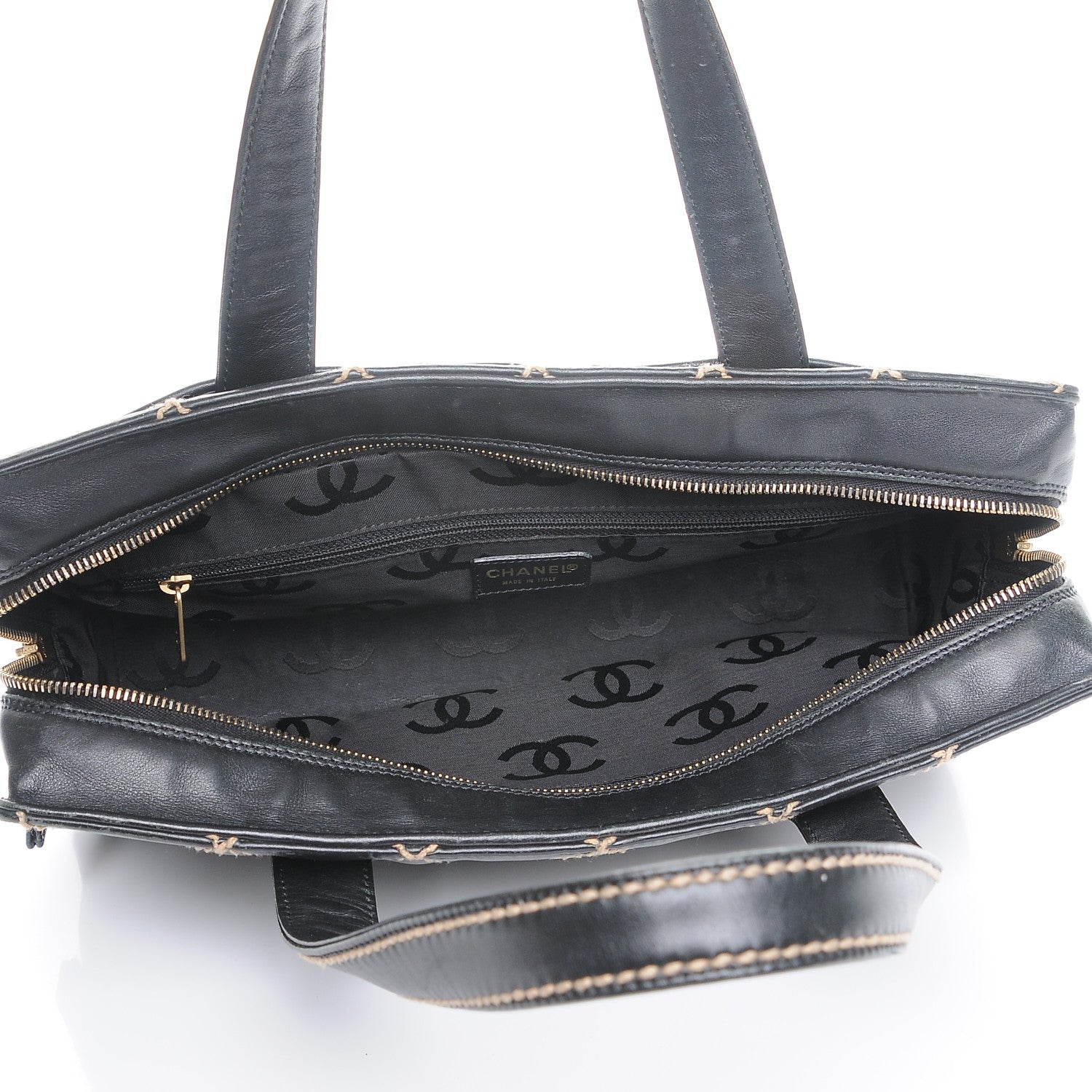 Chanel Calfskin Contrast Stitch Surpique Bowler Black 5 of 15