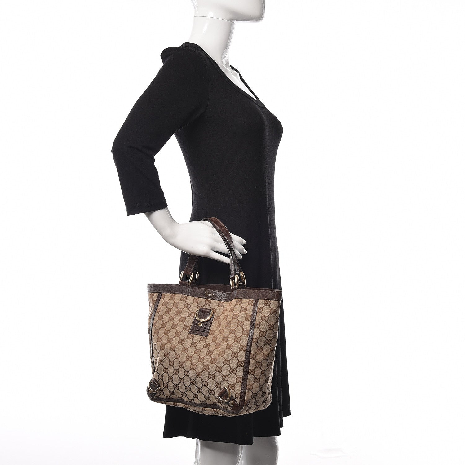 Gucci Monogram Abbey Small Tote Dark Brown 2 of 13
