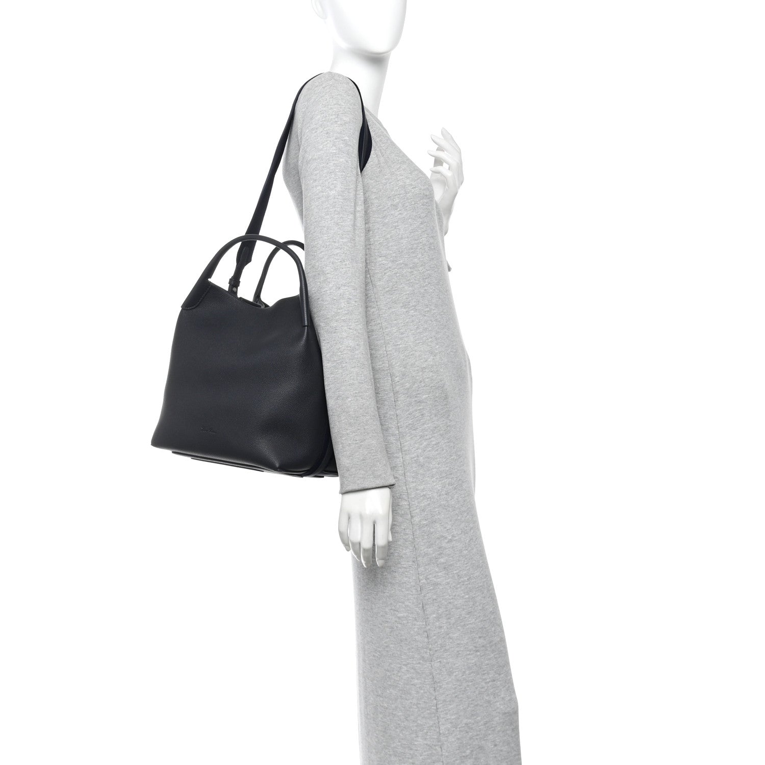 Loro Piana Grained Calfskin Large Bale Bag Navy Blue 2 of 10