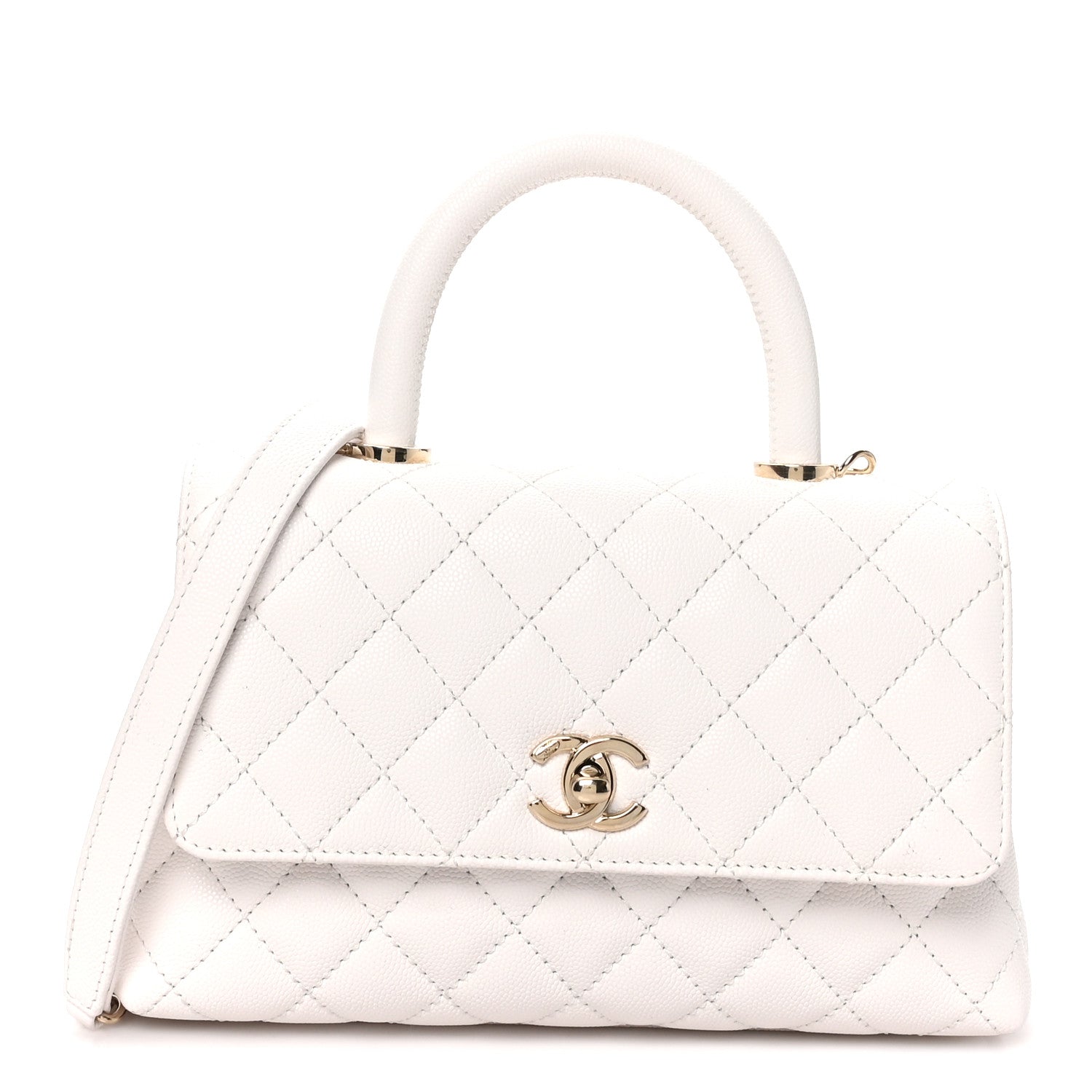 Chanel Caviar Quilted Mini Coco Handle Flap White 1 of 9