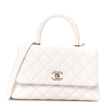 Chanel Caviar Quilted Mini Coco Handle Flap White 1 of 9
