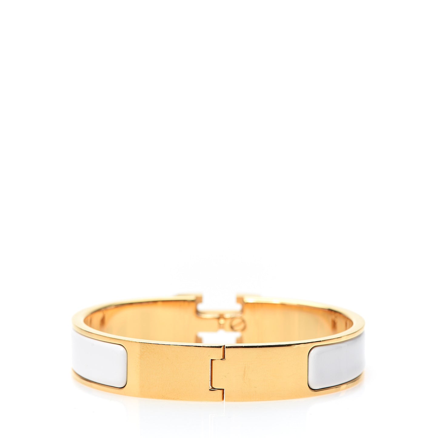 Enamel Narrow Clic Clac H Bracelet PM White