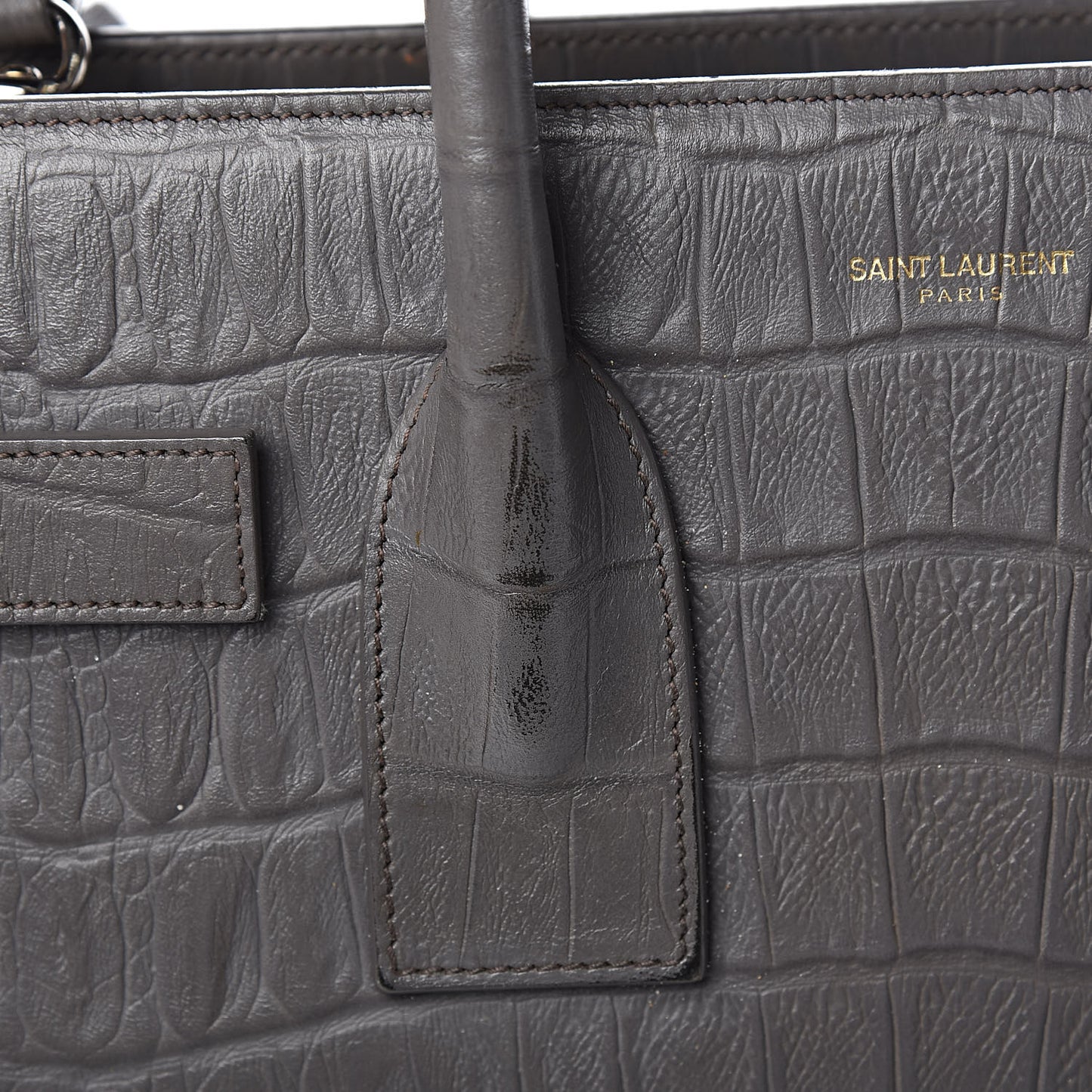 Calfskin Crocodile Embossed Small Sac De Jour Fog
