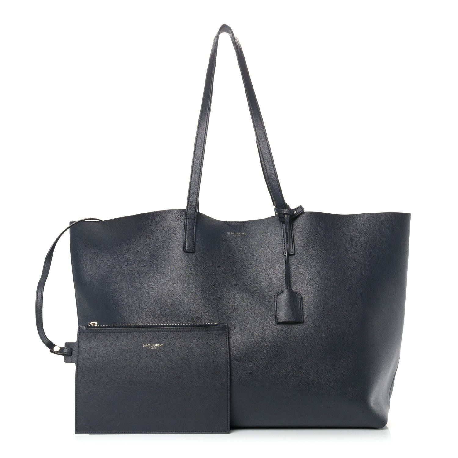 Saint Laurent Calfskin Large Shopping Tote Deep Marine 1 of 20