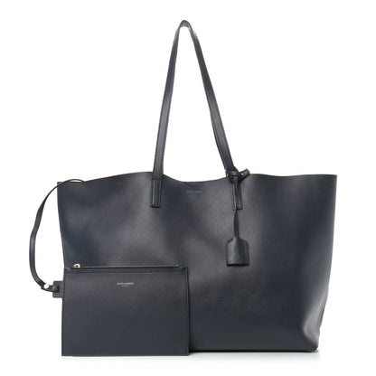 Saint Laurent Calfskin Large Shopping Tote Deep Marine 1 of 20