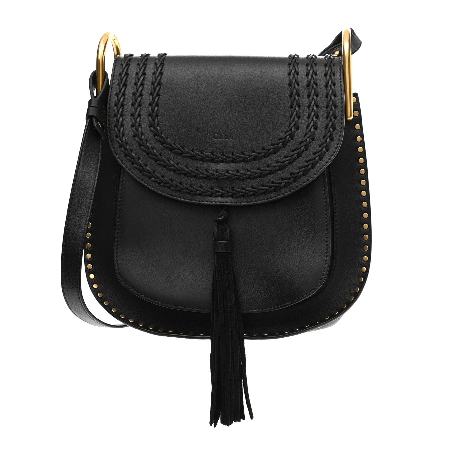 Chloe Calfskin Braided Medium Hudson Shoulder Bag Black 1 of 8