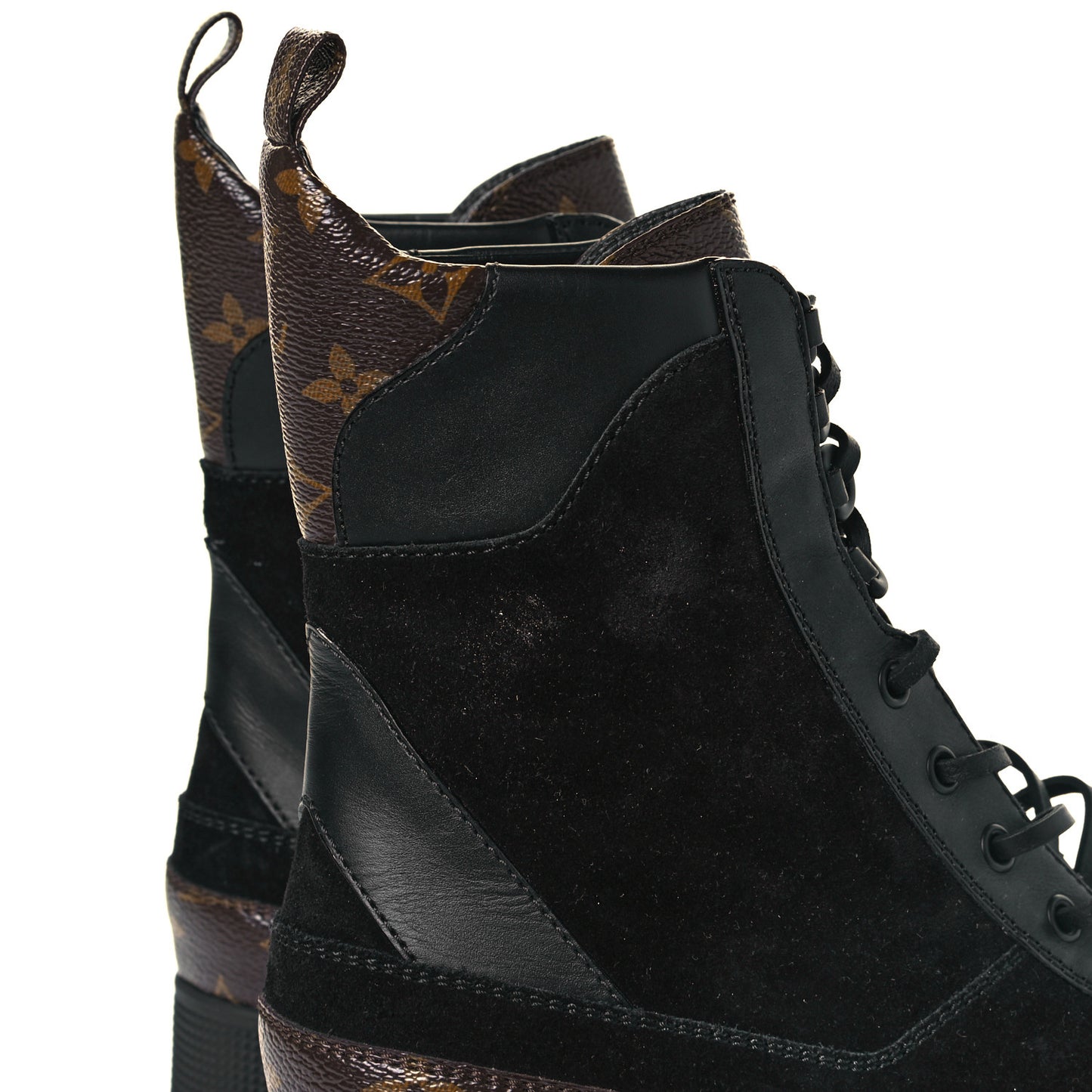 Suede Calfskin Monogram Laureate Platform Desert Boots 41 Black