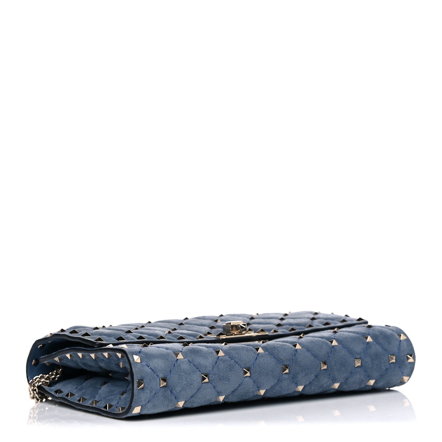 Suede Rockstud Spike Wallet on Chain Bright Blue