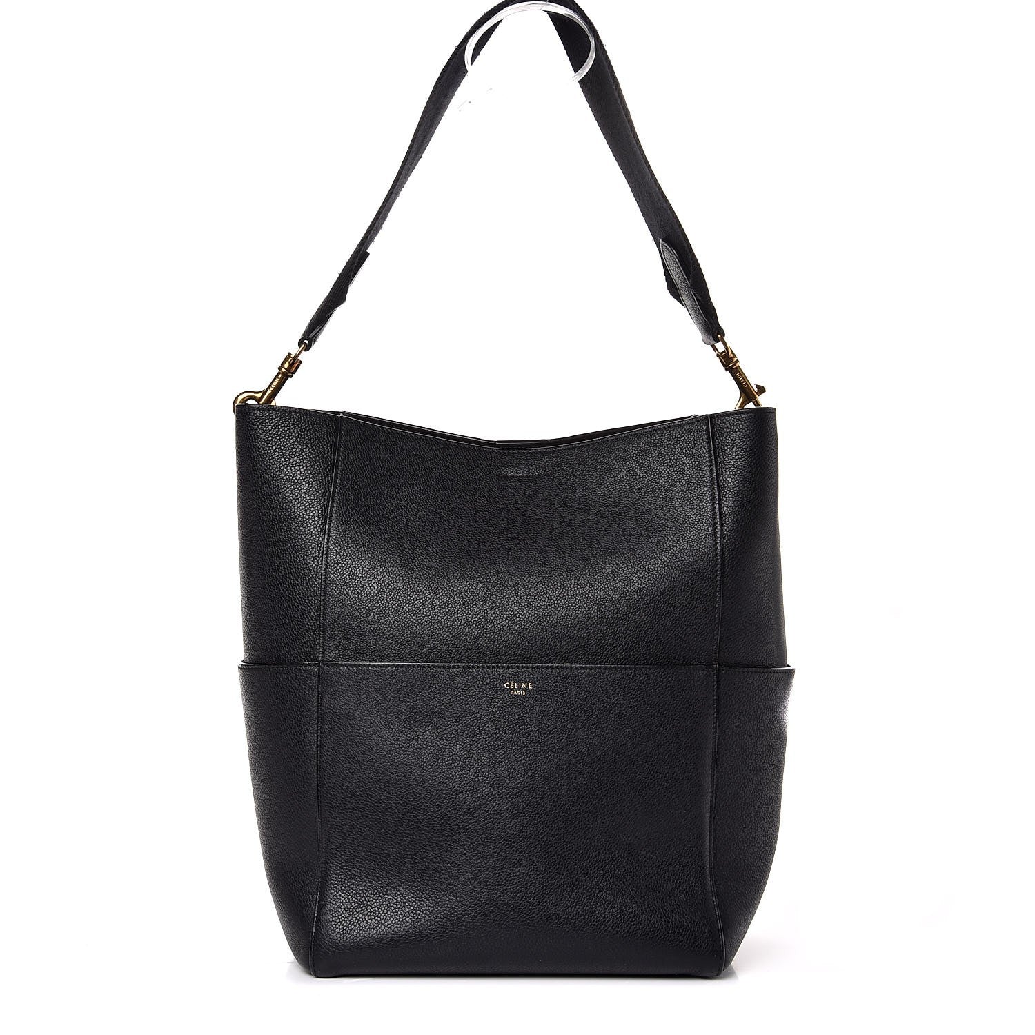 Celine Soft Grained Calfskin Sangle Bucket Bag Black 1 of 6