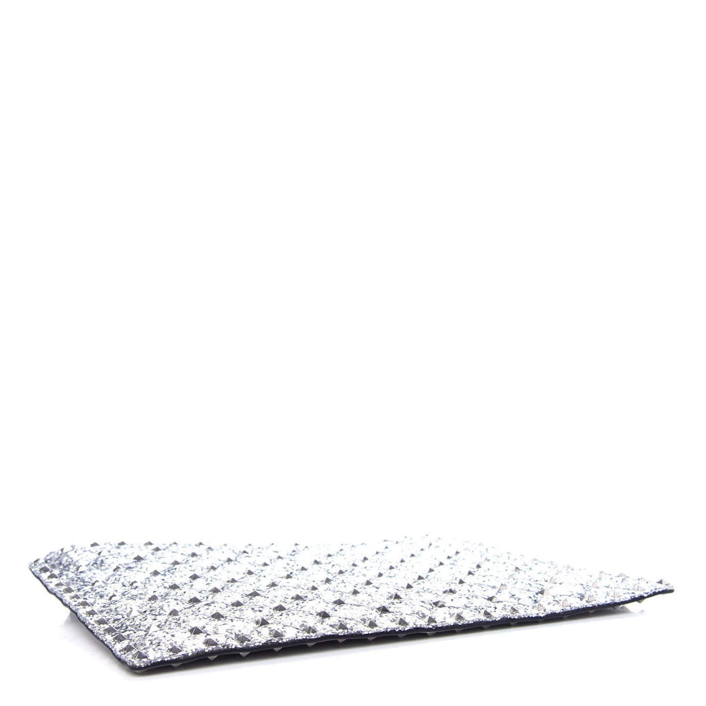 Glitter Rockstud Spike Zip Pouch Silver