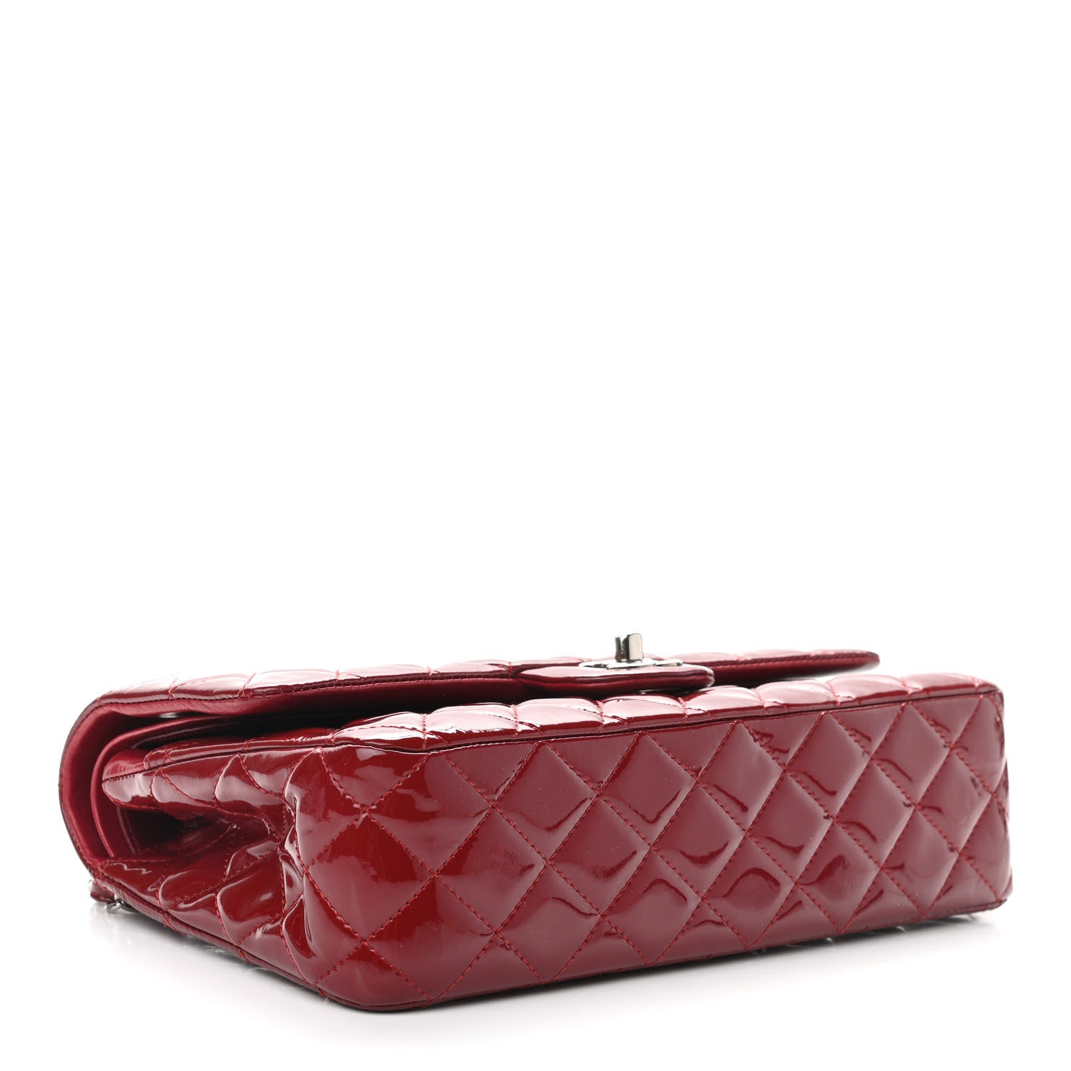 Chanel Patent Calfskin Quilted Medium Double Flap Dark Red 4 of 14