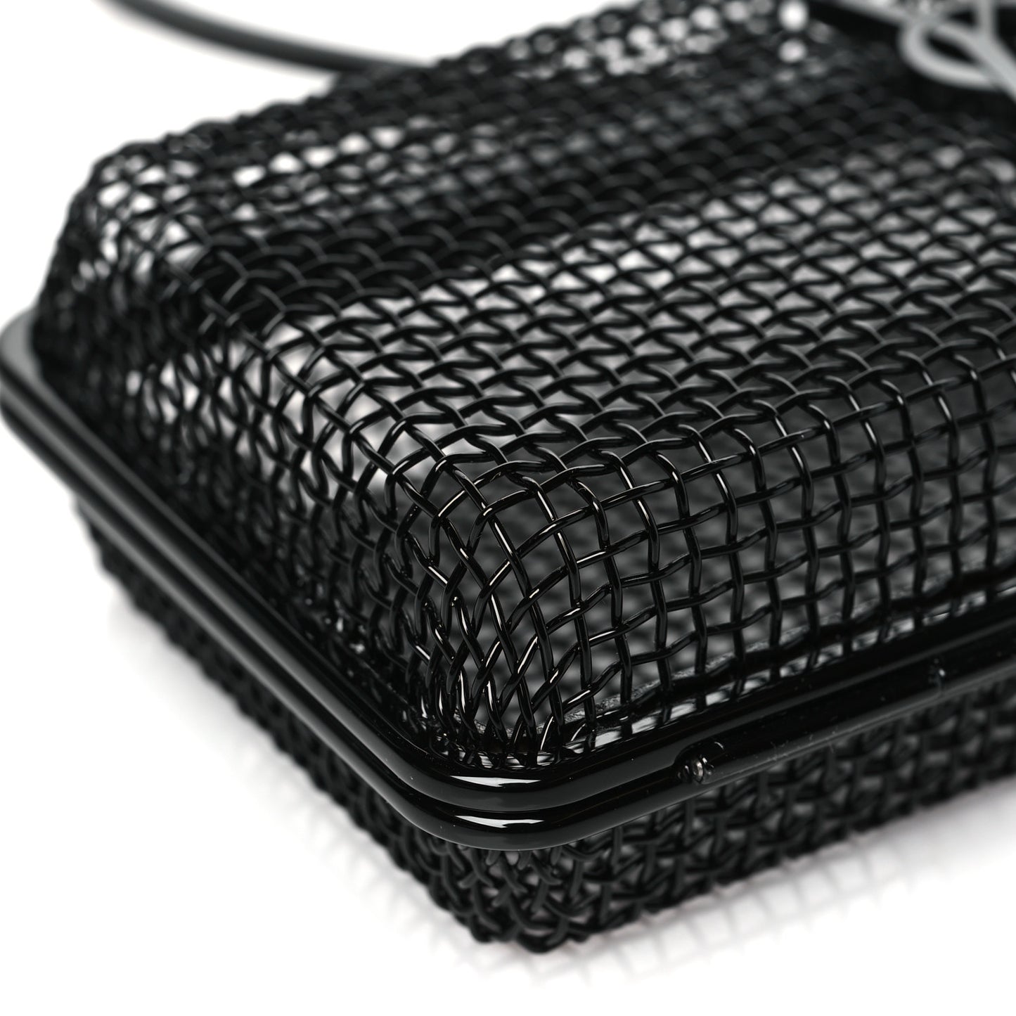 Brass Lambskin Monogram Cassandre Cage Bag Black