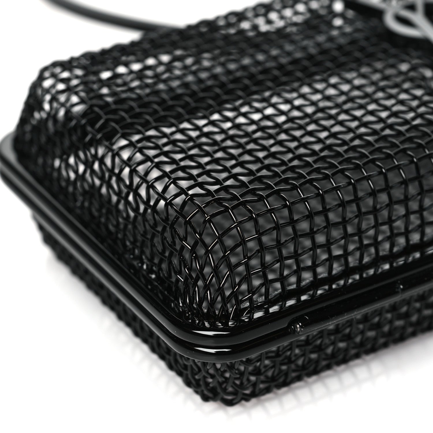Saint Laurent Brass Lambskin Monogram Cassandre Cage Bag Black 9 of 10