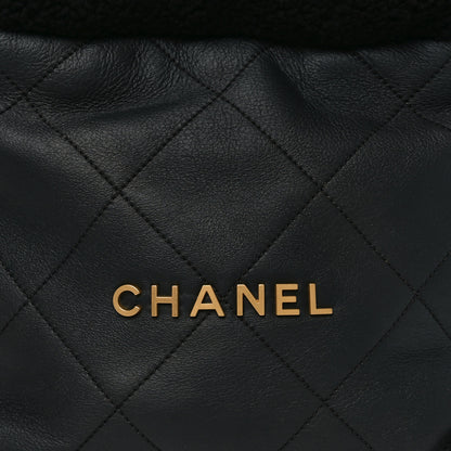 Chanel Aged Lambskin Shearling Quilted Small Chanel 22 Black 9 of 11