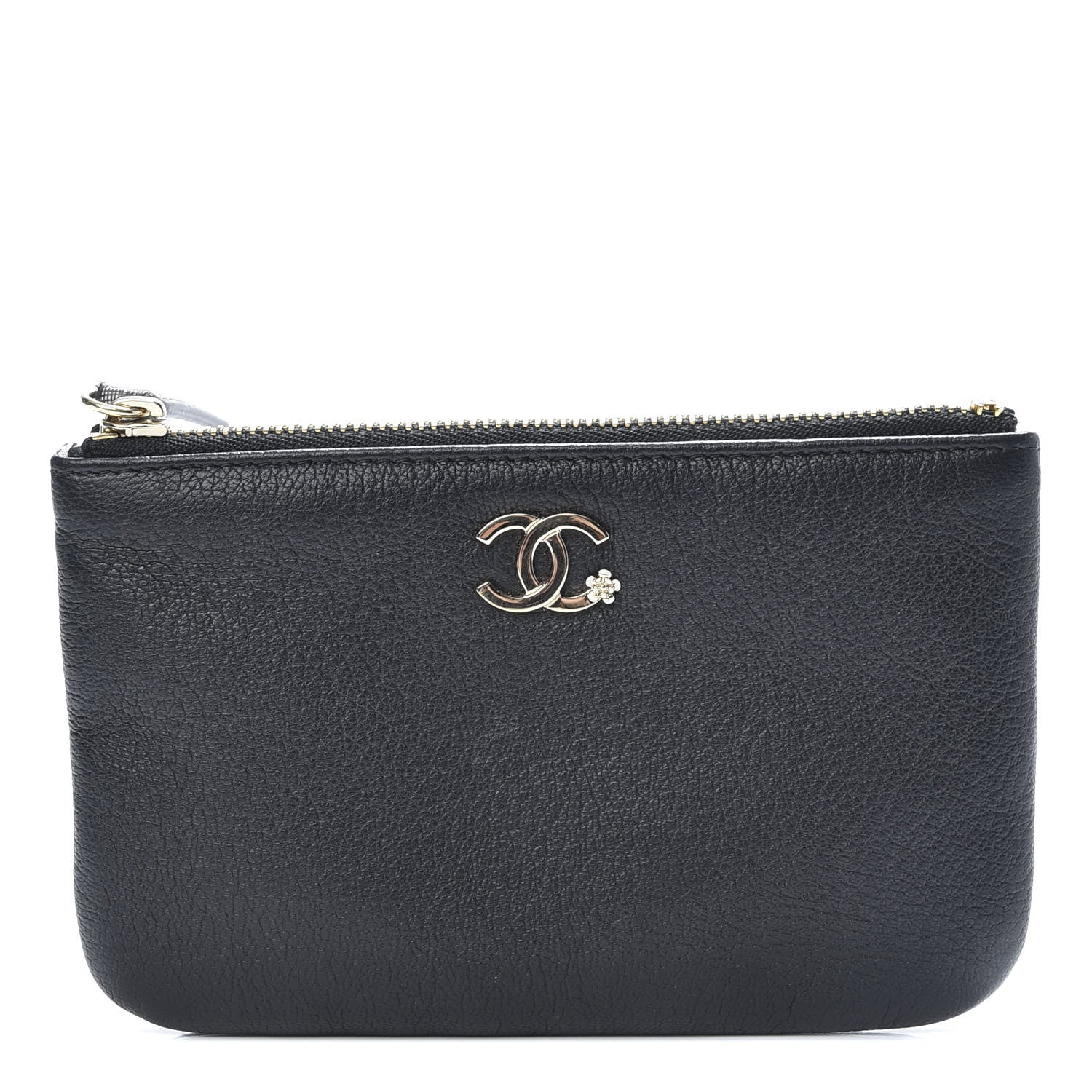 Chanel Goatskin Small CC Clover Cosmetic Case Black 8 of 9