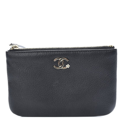 Chanel Goatskin Small CC Clover Cosmetic Case Black 8 of 9