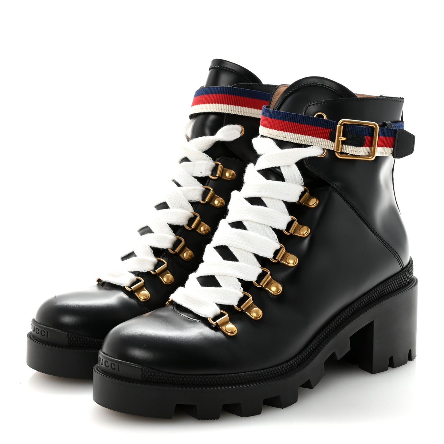 Calfskin Sylvie Web Womens Lace Up Combat Boots 38 Black