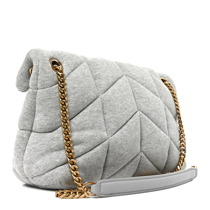 Saint Laurent Jersey Quilted Small Loulou Puffer Monogram Chain Satchel Chalk Beige 3 of 10