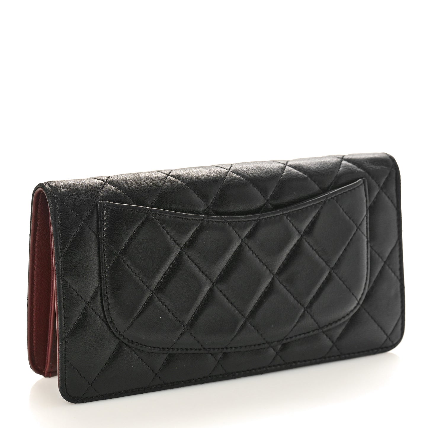 Lambskin Quilted Yen Wallet Black